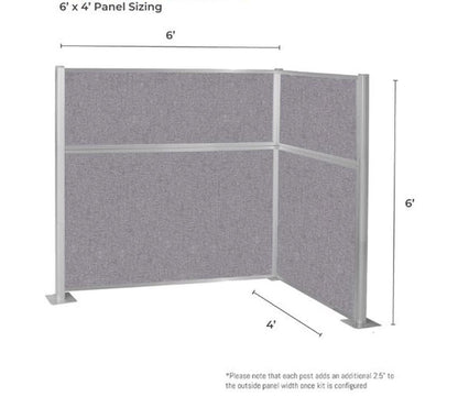 Portable Acoustic Cubicle Partition Kit, L-Shape | Hush Panel