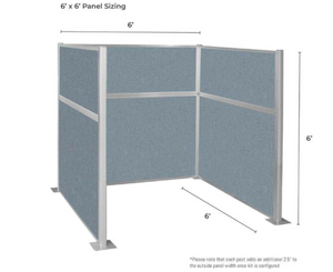 Pre-Configured Hush Panel Cubicle w/Fabric (U Shape) — 6' high x 6' wide
