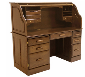 Solid Oak Rolltop Computer Desk- 60"W