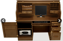Load image into Gallery viewer, Solid Oak Rolltop Computer Desk- 60&quot;W
