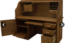 Load image into Gallery viewer, Solid Oak Rolltop Computer Desk- 60&quot;W