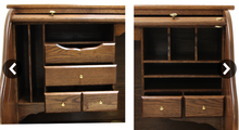 Load image into Gallery viewer, Solid Oak Rolltop Computer Desk- 60&quot;W