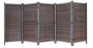 Folding Wicker Partition to create study space