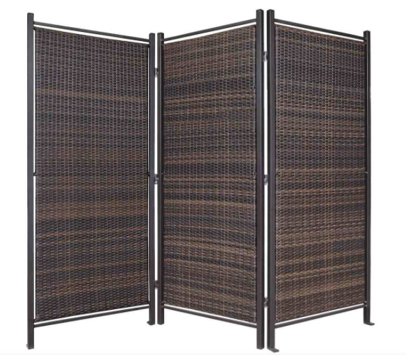 Folding Wicker Partition to create study space