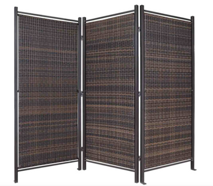 Folding Wicker Partition to create study space
