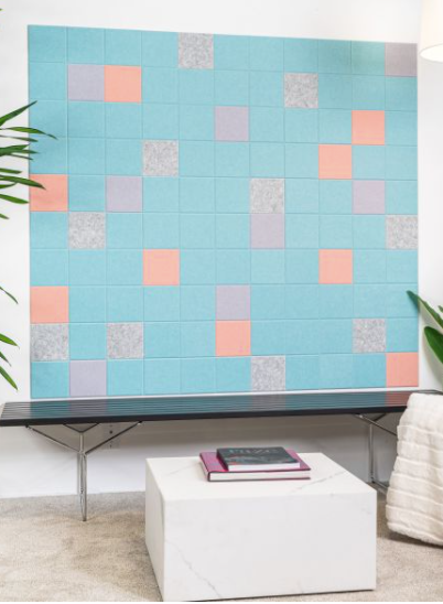 Sound Dampening Kids Baby Blue Squares Wall Design