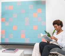 Load image into Gallery viewer, Sound Dampening Kids Baby Blue Squares Wall Design