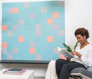 Sound Dampening Kids Baby Blue Squares Wall Design