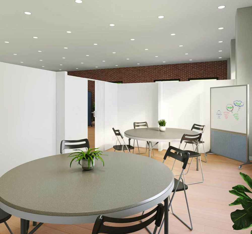 EverPanel L Shape Wall Kit includes two walls- 7' long x 8' tall and 8' long x 8' high with a door