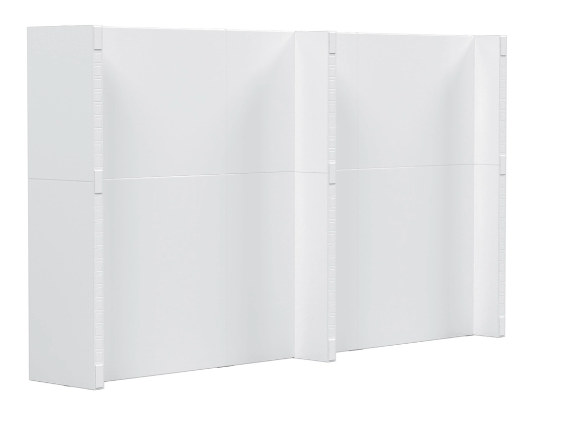 EverPanel L Shape Wall Kit includes two walls- 7' long x 8' tall and 8' long x 8' high with a door